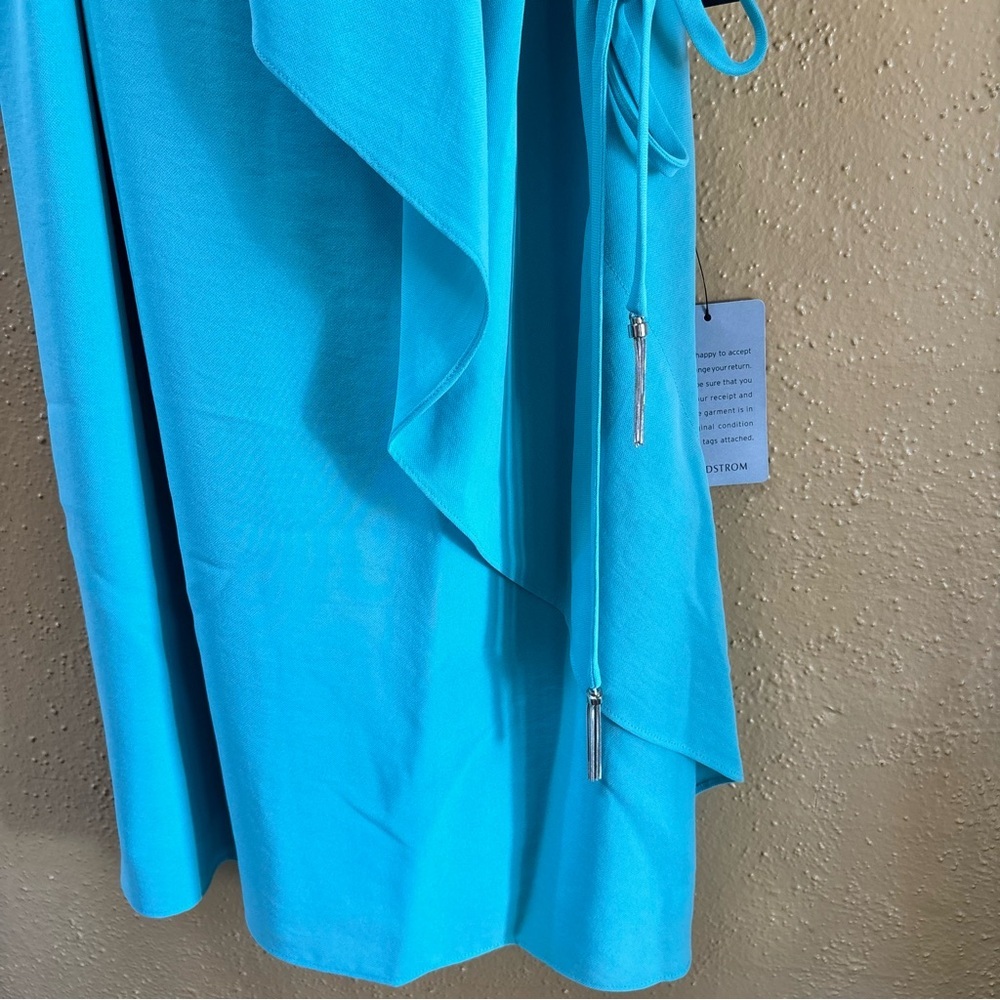 Adrianna Papell Aruba Blue Gauzy Crepe Draped Front Dress AP10100837 Womens 4 - Picture 4 of 8